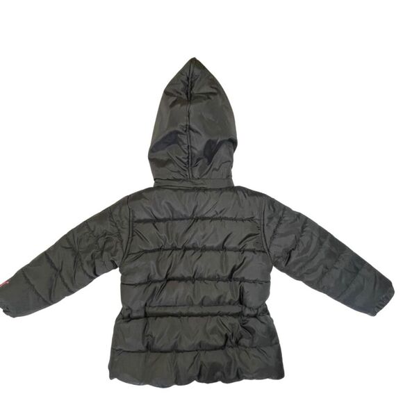 Puma Girls Puffer Hooded Jacket Size 4 Pockets Zip-Up Black & Pink - Picture 4 of 8